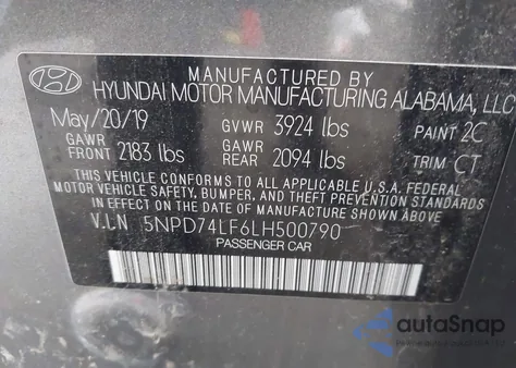 2020 Hyundai Elantra Se from USA, damaged, VIN 5NPD74LF6LH500790